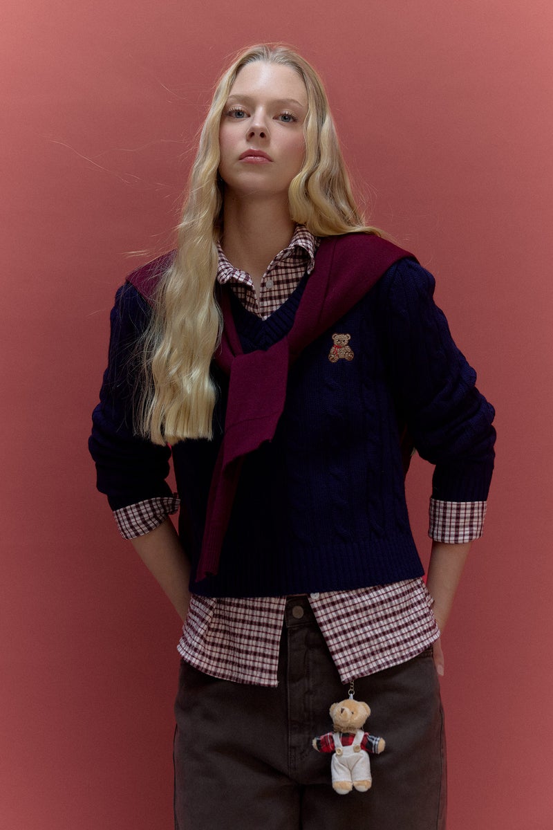 DeFacto Blue Woman Slim Fit V-Neck Pullover Casual - Image 1